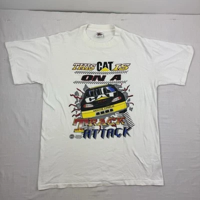 Vintage Cat Racing Nascar T Shirt Adult Large White Racing Breakthrough 90s USA - Image 1 of 4