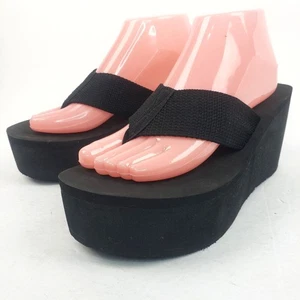 Abound Womens Elevate Fab Black Slip On Wedge Heel Platform Sandal Size 10 M - Picture 1 of 15