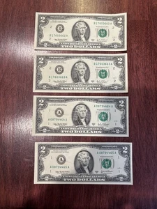 Set of 4 Two Dollar Bills $2 Sequential Notes 2003A - Picture 1 of 2