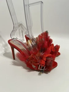 Alexander McQueen rote Chiffon Heels 37,5 - Bild 1 von 11