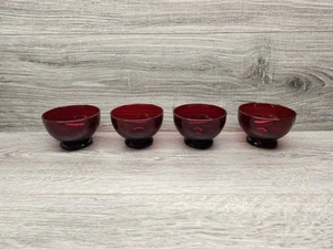 (4) Vtg Anchor Hocking Royal Ruby Red Sherbet Fruit Custard Glass Bowls - Picture 1 of 4