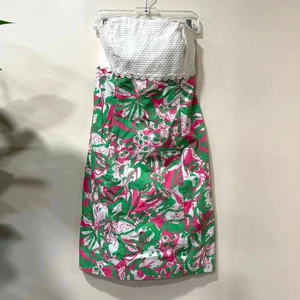 Lilly Pulitzer Franco trägerloses Minikleid Sommerkleidung Resort Blumen 0us - Bild 1 von 8