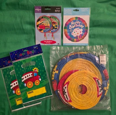 Bulldozer Truck 2 Balloon 6 Lantern Loot Bags 1st Birthday Party Gift Lot of 8 A - Image 1 of 4