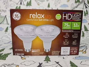 2 Pack GE HD Relax LED Comfortable Soft White Light Par30L Dimmable 12w NIB - Picture 1 of 5
