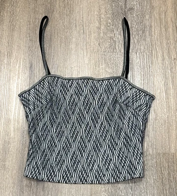 Top corto vintage Y2K Rampage pequeño capricho negro plata gótico (etiqueta talla 9) Foto 1 de 4