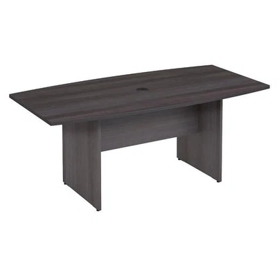 Bush Business Furniture 72W x 36D Boat Shaped Conference Table with Wood Base... - Image 1 of 4