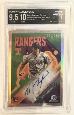 WYATT LANGFORD 2024 BOWMAN CHROME ASCENSIONS AUTOGRAPH RC AUTO #/150 PSA 9 MINT - Image 1 of 2