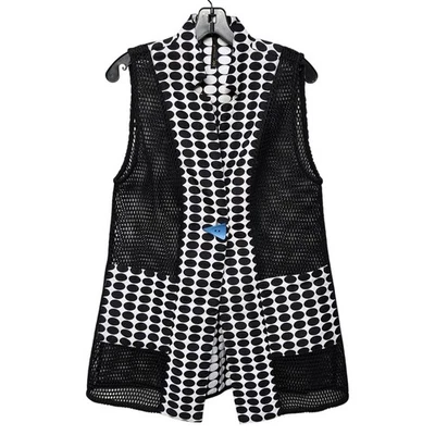 IC By Connie K Vest Small Polka Dot Mesh Mod Retro 60s Lagenlook Unique Artsy - Image 1 of 4
