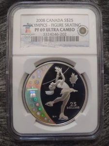 2008 $25 Canada Proof Figure Skating Hologram PF 69 DCAM NGC Excellent Salb - Picture 1 of 2