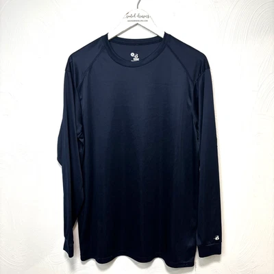 Badger Sport Rash Guard 深蓝色长袖成人 BJJ 格斗摔跤 L — 第 1/4 张图片