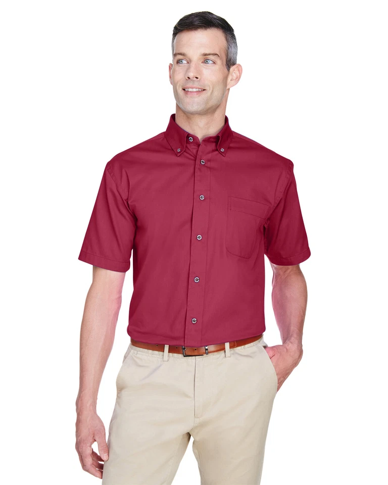 Harriton Men's Easy Blend Short Sleeves Stain-Release Twill Shirt M500S XS-4XL - Image 1 of 1