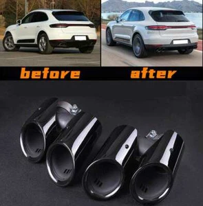 2pcs Steel Black Rear Exhaust Muffler Tip End Pipe For Porsche Macan 2019-2021 - Picture 1 of 8