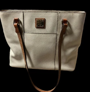 DOONEY AND BOURKE LEXINGTON PEBBLE LEATHER TOTE BAG PURSE BEIGE - Picture 1 of 14