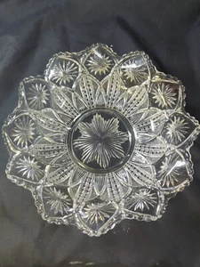 Vintage American Brilliant Clear Glass Saw Tooth Hob Star Ruffled Edge Bowl Fan - Picture 1 of 9