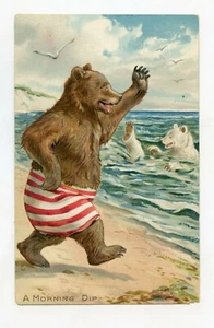 illustrateur non signé . Ours humanisés et habillés . - Foto 1 di 2