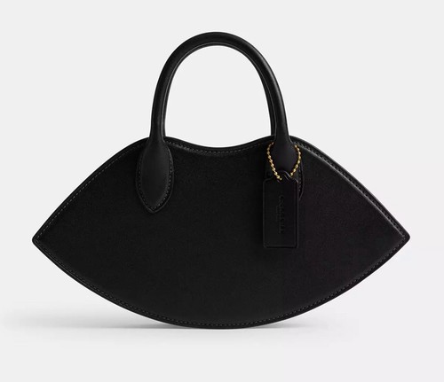 NWT Coach Lip Crossbody Bag Top Handle Glovetanned Leather Brass Black CU856