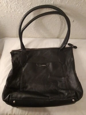 LODIS Grande Cuero Negro Hombro Hobo Bolso Cartera Bolso 12x15" Foto 1 de 4