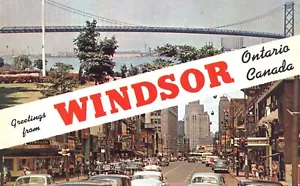 Postal de saludos desde Windsor Ontario Motor City of Canada - Imagen 1 de 2