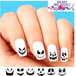 Waterslide Nail Decals Set of 20 Halloween Pumpkin Jack O Lantern Faces Assorted - Picture 1 of 1