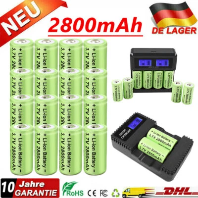 BONACELL Batería 4/8/12/16x 2800mAh 3.7V CR123 CR123A Litio 3.7Volt Batería Recargable