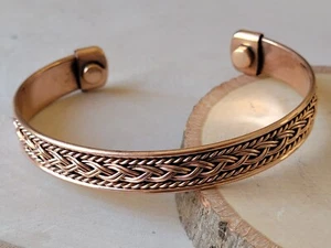 Copper Magnetic Bracelet Arthritis Pain Therapy Energy Cuff Bangle Braided New - Picture 1 of 3