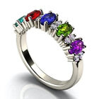 925 Silver Plated Rings Women Pretty Colorful Cubic Zirconia Jewelry Size 6-10