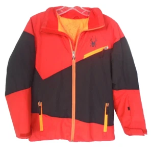 Spyder Full-Zip Ski Jacket Removable Hood Thinsulate Youth Size 14 Red/Black - Picture 1 of 8