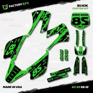 Black & Green Slick Racing Graphics Kit fits Kx85 01-13 Plates Kx 85 2001-2013 - Picture 1 of 5
