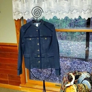 Chaqueta Jean Jones New York Sport Elastizada Azul Terciopelo Botón Azul Talla XL con Bolsillo - Imagen 1 de 9