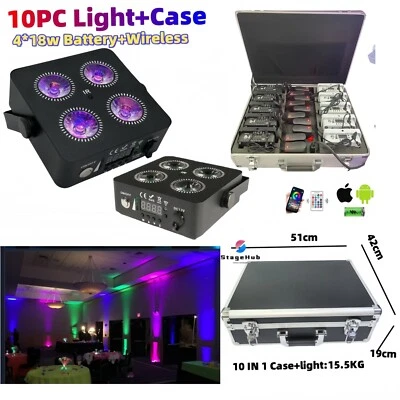 Mini IR4 LED Uplight 4X18w RGBAW UV Wireless Dmx512 Wedding DJ Battery Par Light - Image 1 of 4