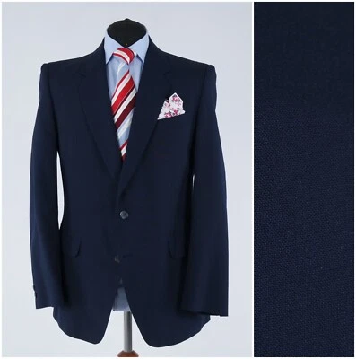 Mens Half Lined Blazer 42R UK Size MCGREGOR Navy Blue Wool Sport Coat Jacket - Image 1 of 4