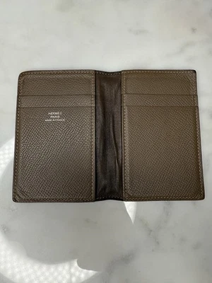 Auth Hermes Card Holder Bifold Card Case MC2 Euclid Epson Leather Etain - Image 1 of 4