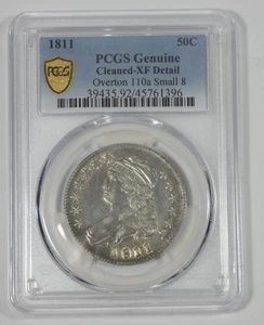 PCGS Genuine 1811 Small 8 Capped Bust/Lettered Edge Silver 50c XF Detail O-110a - Picture 1 of 4