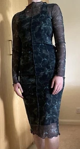Women's Bodycon Lined Abstract Camouflage Dress - Size S (10/12) - Exc Cond - Picture 1 of 4