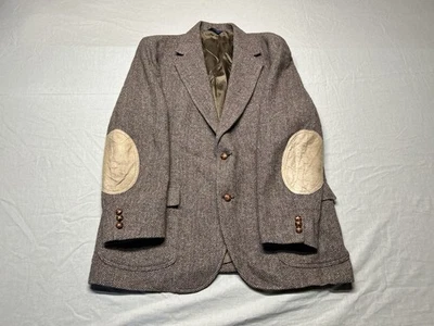 Pendleton Wool Sport Coat Mens 48R Brown Elbow Patch 2 Button Jacket Made In USA - Image 1 of 4