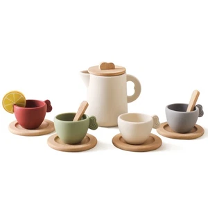 Juego de té de madera para niñas pequeñas juego de simulación de madera princesa hora del té diseñador - Imagen 1 de 8