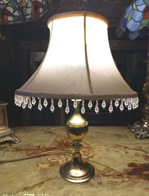 Base de lámpara de mesa vintage de latón con pantalla libre de 16" de alto Foto 1 de 4