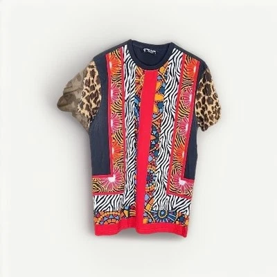 Camiseta Top túnica Rebel Minds para hombre talla S hippie boho cebra roja negra patrón Foto 1 de 4