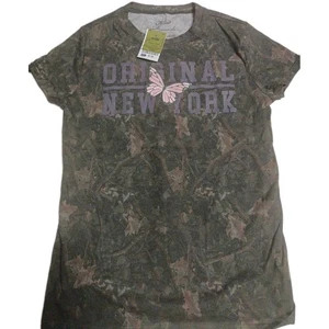 Mit freundlichen Grüßen Juniirs Größe Mall Tarnmuster Grafik T-Shirt "Original New York" Neu mit Etikett - Bild 1 von 3