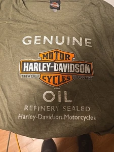 T-shirt Harley-Davidson verde manica lunga olio, USA taglia XL donna nuova senza etichette - Foto 1 di 4