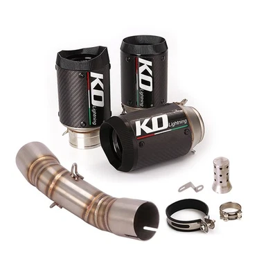 For CFMOTO 700CLX 2020-2025 Mid Exhaust Link Pipe Slip Muffler Black Carbon Tips - Bild 1 von 4