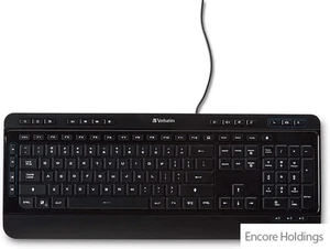 Verbatim Illuminated Soft Touch Wired Keyboard - Black - USB Type A - VER99789 - Picture 1 of 1