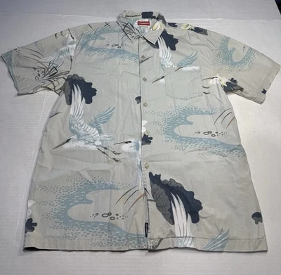 Camisa UnionBay Para Hombres XL Hawaiana Aloha Manga Corta Abotonada Azul Verde Pájaros Foto 1 de 4