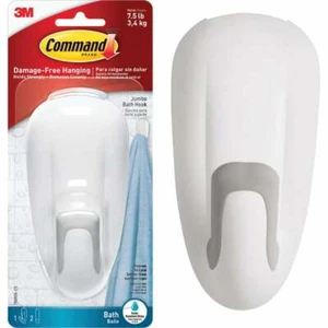 (2)-Command Jumbo Bath Adhesive Towel Clothes Hook Model: 17600B-ES - Picture 1 of 1