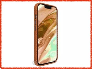 Custodia protettiva secondo motivo per Apple iPhone 14 marrone pelle vegana con MagSafe - Foto 1 di 3