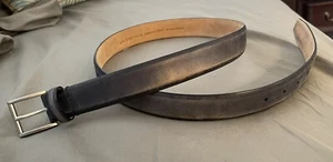 Cole Haan USA Men's Belt Size 38 Distressed Black w/Gray Blue Genuine Leather - Picture 1 of 6