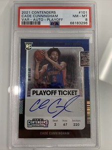 2021-22 Contenders Cade Cunningham RC Playoff Ticket Auto #/99 PSA 8 NM-MT #101