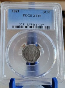 1883 3cn U.S. 3 cent PCGS XF45 Mintage 4,000 - Picture 1 of 2
