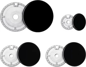 Cooker Hat Set Burner Head Gray & Black Surface Gas Stove Burner Caps, 4 Sets - Picture 1 of 4