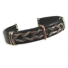 Unisex Handcrafted Mens Womans Leather Copper Brass Wristband Cuff Bracelet #203